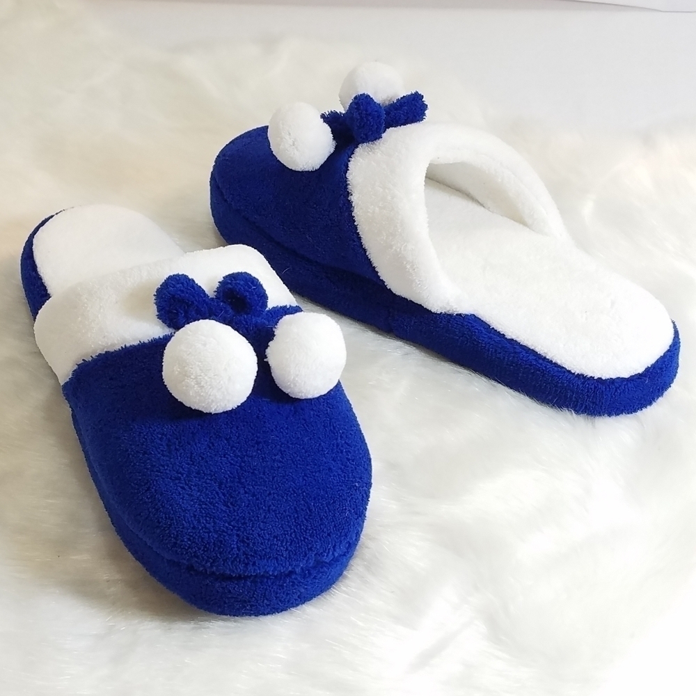 PLUSH Pom Pom Mule Slippers - Picture 2 of 6